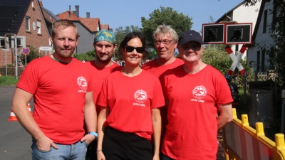 Das Team Rad bei der Aus- und Einfahrt Freibad (v.li.): Ulf Ahlbrecht, Kristian Alb, Benita Braun, Harald Bratrich und Johannes Graver.  (Foto: gi)