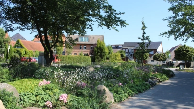 Erst in diesem Jahr neu angelegt: Staudenbeet am Strandterrassenvorplatz. (Foto: wb)