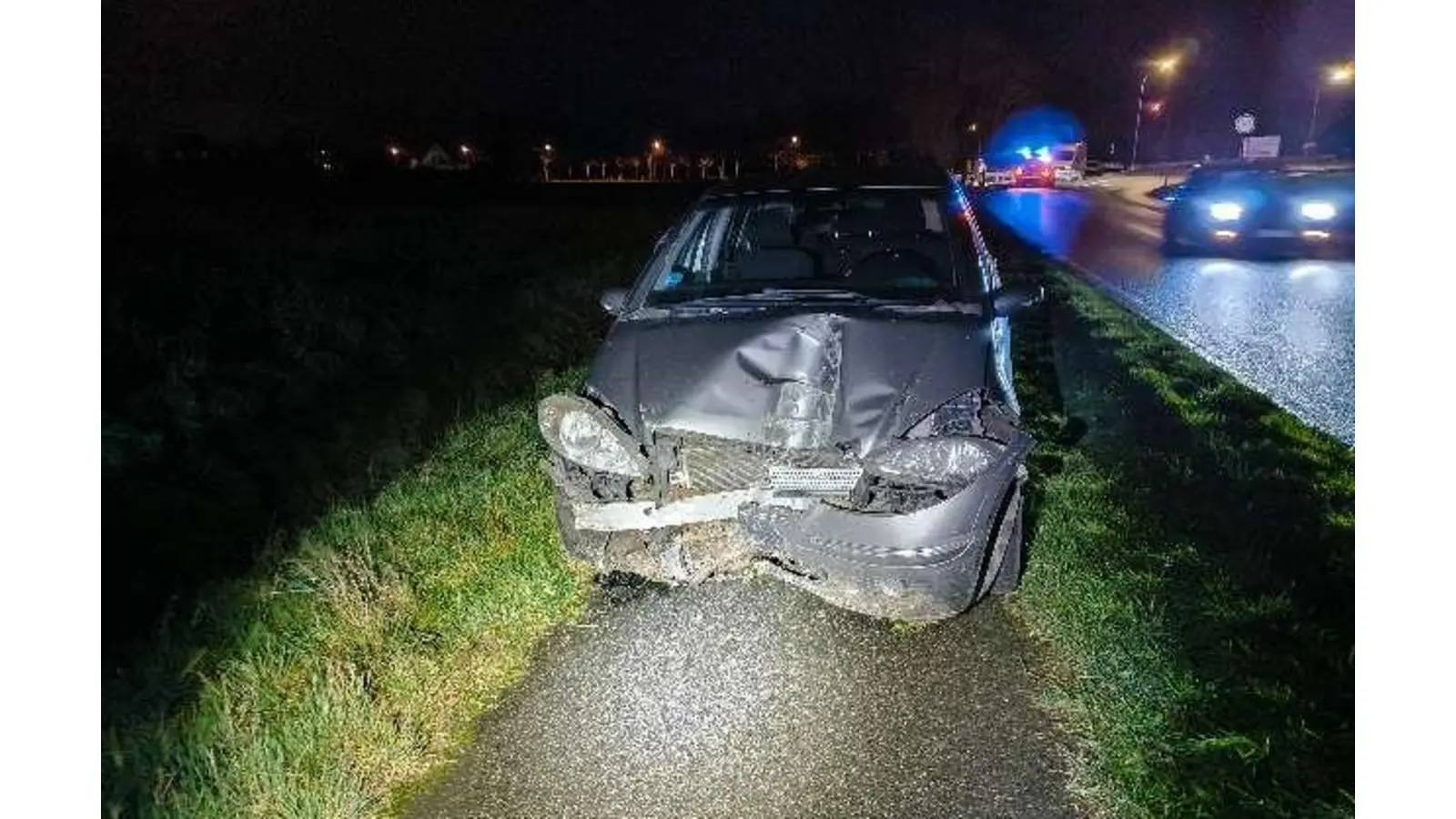 Verunfallter PKW am Straßenrand. (Foto: privat)