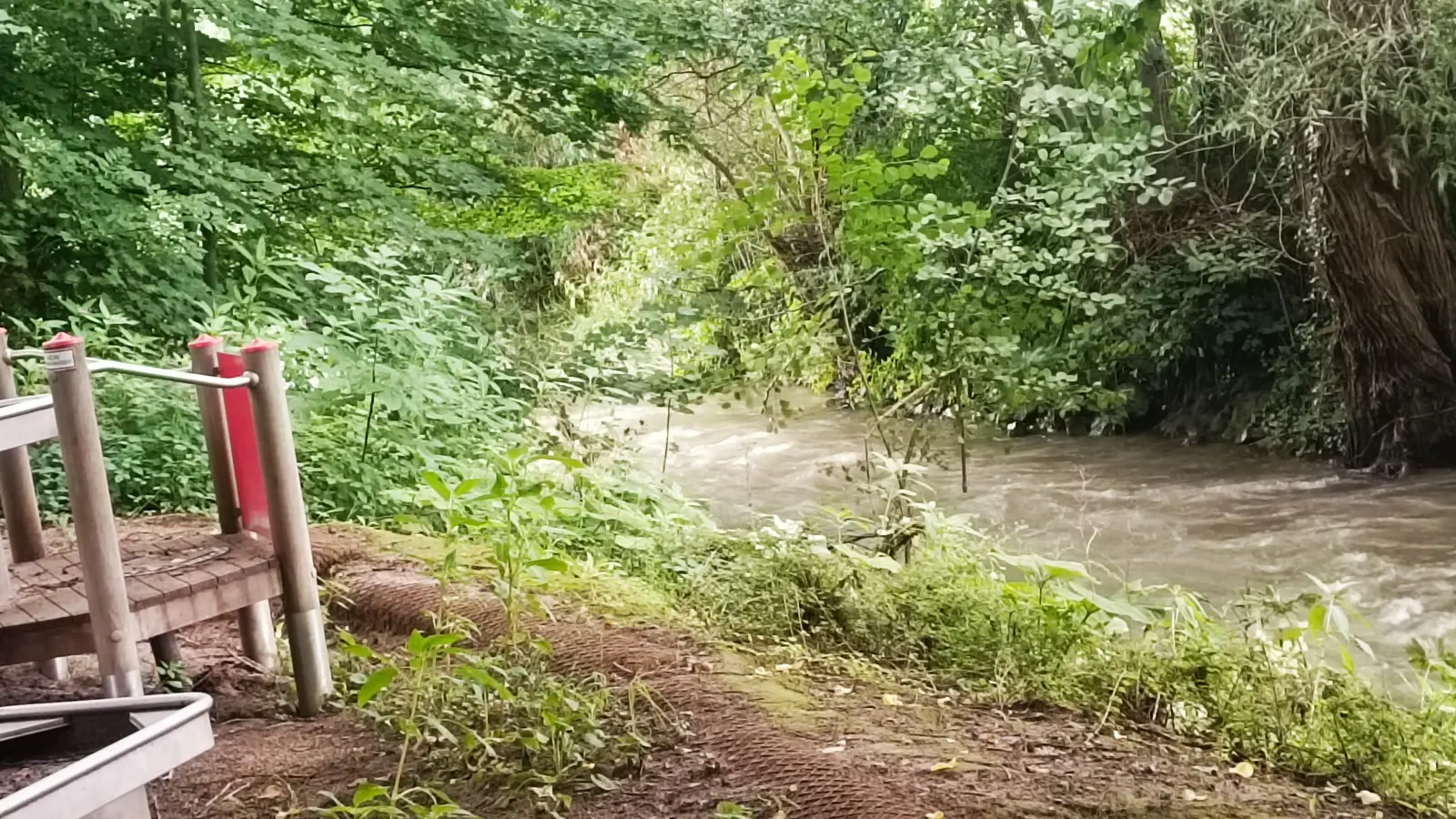 Die Matsch-Spielanlage im Burgpark soll vom Aue-Ufer weg verlegt werden. (Foto: privat)