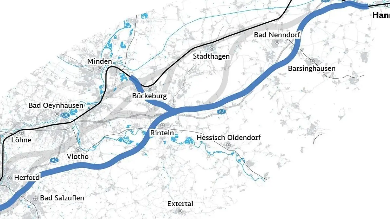 Zwei Planungsvarianten für die neue ICE-Strecke sehen eine Überquerung der Weser bei Rinteln mit einem großen Brückenbauwerk vor. <br><br> (Foto: Deutsche Bahn )