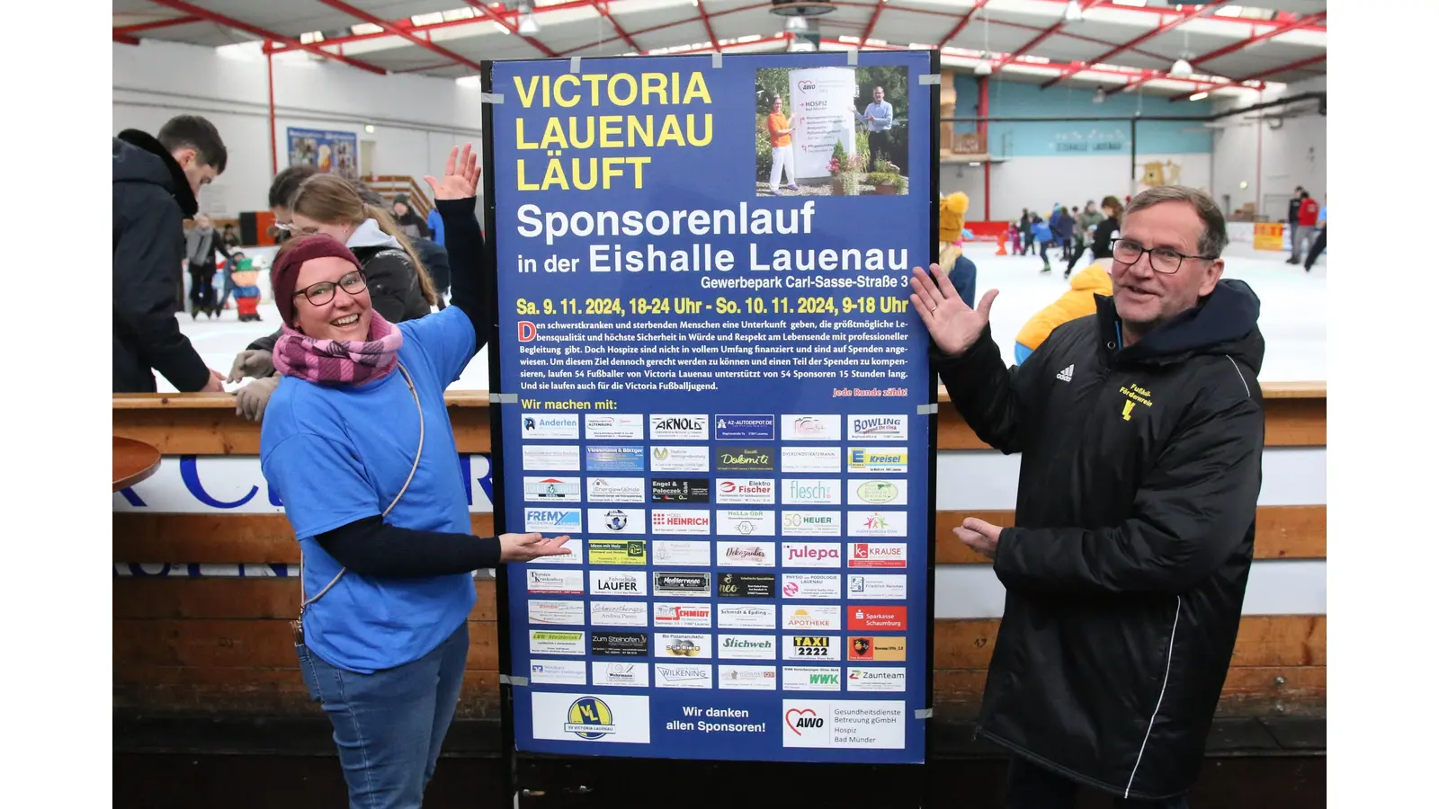 Hospiz-Leiterin Stephanie Kaiser und Organisator Reinhard Stegemann freuen sich über die große Beteiligung am „Victoria-Sponsorenlauf“.  (Foto: bb)